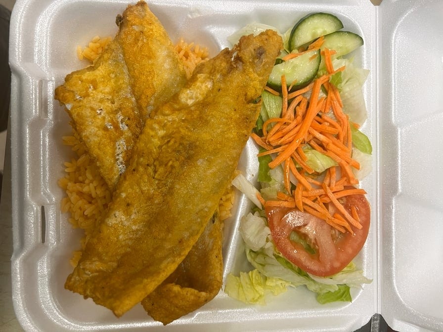 Whiting Fish with Rice & Salad Combo.