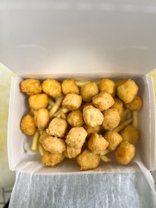 Popcorn Chicken with Fries & Soda.