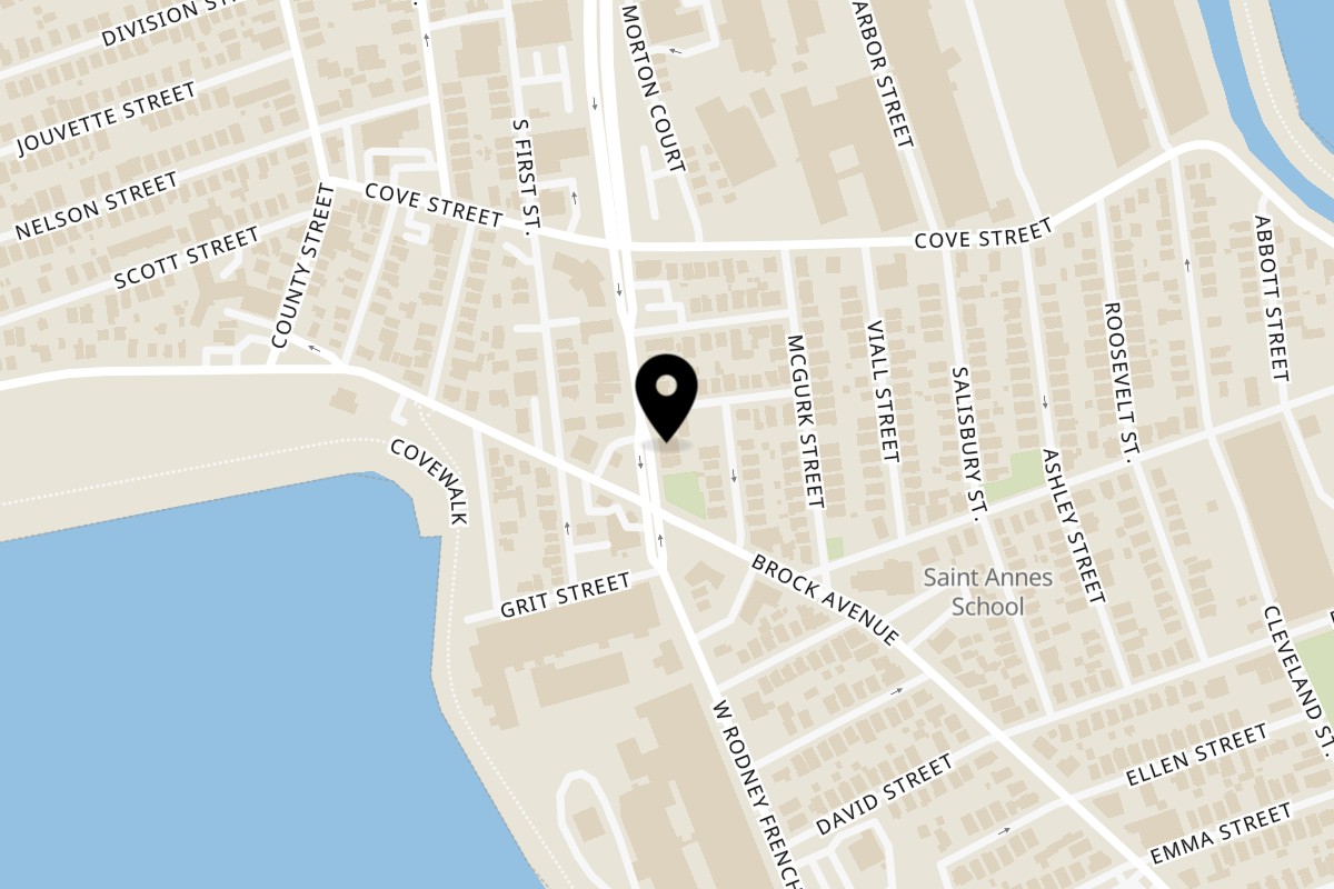 Map showing the location of CFC Fried Chicken on 42 Rodney French Blvd in New Bedford